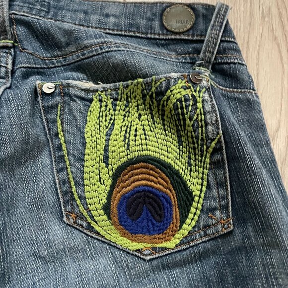 Indie Denim Embroidered Distressed Bootcut Jeans Women W29 Blue Western Countryg - Picture 10 of 16